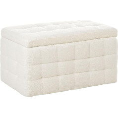 Stool with Storage Lid Bouclé White Bed Bench Chest Footstool Modern Michigan