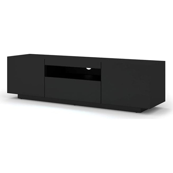 BIM Furniture Lowboard TV 150 cm - Universal Sideboard with Laminated Fronts, Hanging or Standing - TV Cabinet HiFi Cabinet for Living Room Black Matt