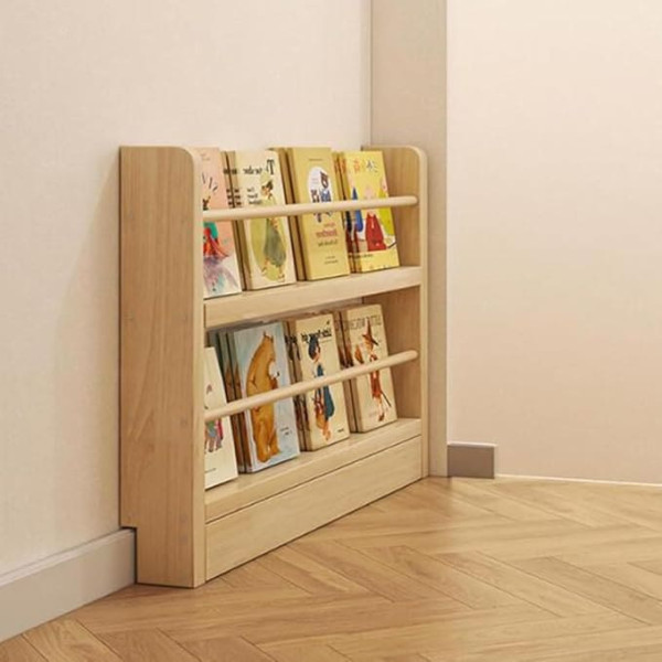 Floor Bookcases Display Racks Thin 10 cm Solid Wood Bookshelf Book Shelf Organiser Storage Bookshelf Rack Wall for Bedroom, Living Room, Home Office, 60 x 10 x 60 cm/23.6 x 3.9 x 23.6 inches