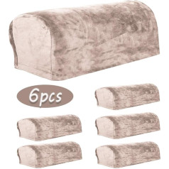 Ezoon Sofa Arm Cover Set Velvet Stretch Wide Armrest Cover Protector Leather Chair Furniture Full Arm Cap Cat Kids Square Couch Slipcover Charcoal 6pcs Cream