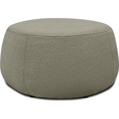 DOMO. collection Molina Ottoman Stool Modern Round Teddy Fabric Stool, Footstool, Side Stool, Sofa Stool, Set 75 x 75 x 42 cm (W x D x H), Taupe