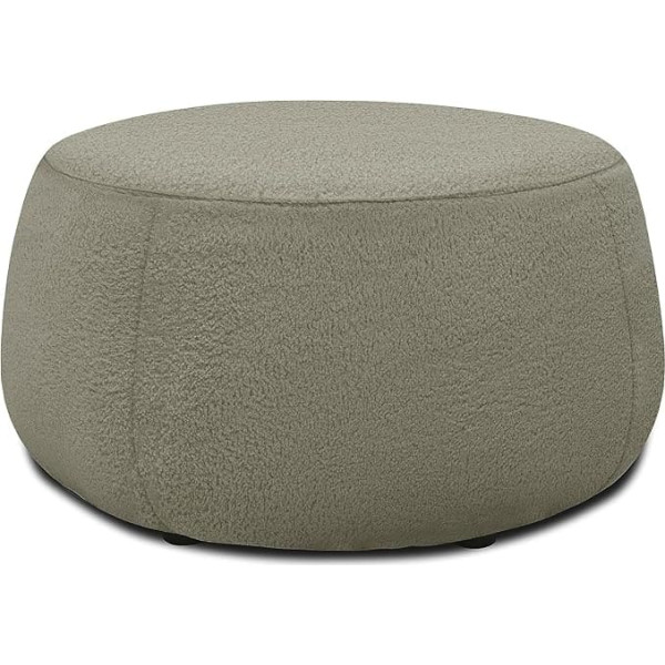 DOMO. collection Molina Ottoman Stool Modern Round Teddy Fabric Stool, Footstool, Side Stool, Sofa Stool, Set 75 x 75 x 42 cm (W x D x H), Taupe