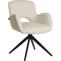 Cream Dining Room Chair, Swivel Upholstered Chair, Dining Room, 84 x 62 x 64 cm, Velvet Chair with Armrest, Dining Room, Soft and Ergonomically Shaped Kitchen Chairs for Living Room, Office