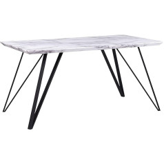 Beliani Glamour Molden Dining Table White Marble Look 150 x 80 cm with Metal Frame Black