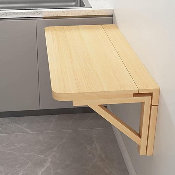 An der Wand montierter, klappbarer Frühstücksbartisch mit Halterungen, herunterklappbarer Küchen-/Esstisch aus Holz für kleine Räume, schwebender Hängetisch für die Waschküche, L90xB40cm/L35