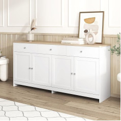 LATICO Sideboard Chest of Drawers with 4 Doors and 3 Drawers, 160 x 37 x 75 cm, Kitchen Cabinet, Buffet Cabinet, Sideboard, Standing Cabinet, Storage Cabinet, Living Room, Dining Room, Kitchen (Wood