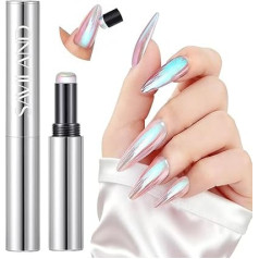 SAVILAND Chrome Nail Powder Pen with High Reflectivity: Shiny Mermaid Chrome Powder Ultra Fine Nail Powder Travel Friendly Air Cushion Glitter Powder Pen for Gel Nails