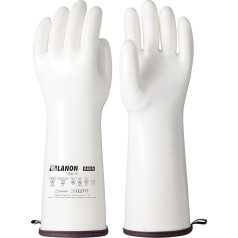 LANON 38 cm Liquid Silicone Heat Resistant Grill Gloves, Pot Gloves, Baking Gloves, Oven Gloves, Grilling, Baking, Cooking, Non-Slip, Waterproof, White, XL/10