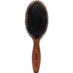 EVO bradford pin bristle brush, styling brush for all hair types, with natural boar bristles, for daily care, hair brush women, men, made of certified wood