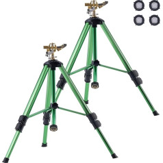 VEVOR Tripod Impulse Sprinkler, Pack of 2, Lawn Sprinkler with Brass Head & G3/4 Inch Connector, 360° Garden Watering, Sprinkler 430 to 940 mm Height Adjustable, Circular Sprinkler, Spray Sprinkler