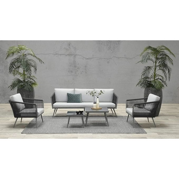 Garden Impressions Canberra Aluminium Rope Lounge, Includes Water-Repellent Cushion