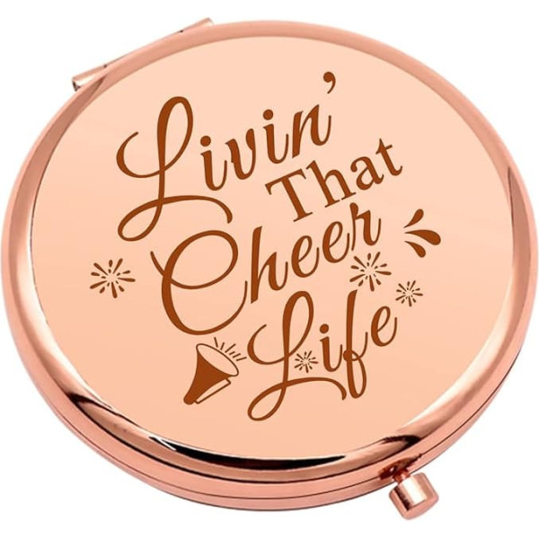 Cheer Gifts for Girls Sister Cheerleading Gift Compact Makeup Mirror for Women Cheer Gifts for Team Inspirational Gift Folding Pocket Mirror for Her Cheerleader Friend Christmas Birthday Gifts