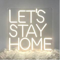 Let's Stay Home Neon Sign LED Sign for Wall Warm Letter Neon Light Lettering for Party Home Bedroom Living Room Kitchen Birthday Wedding Party Christmas