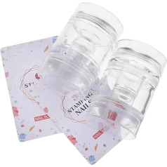 INOOMP 2 Stück Silikonstempel Nagelstempel mit Hoher Elastizität und Transparenter Nagelübertragungsstahlplatte für Selbstgemacht Maniküre Zuhause und Professionelle Nail Art Ergebnisse