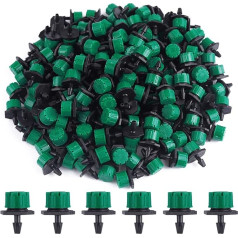 EBANKU 200 Pieces Adjustable Irrigation Sprinkler, Adjustable Micro Drip Irrigation Sprinkler, Emitter Drip System for Flower Beds, Vegetable Gardens (Dark Green)
