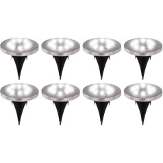 LED Solar Lights Floor Lamp Recessed Ground Spike Stainless Steel Solar Lamp Plug-In Light Diameter 13 x 11.8 cm Set of 8