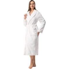 vislivin Fleece Bathrobe Women's Long Bathrobe Fluffy Dressing Gown Shawl Collar Sauna Gown Women Robe