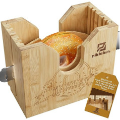 Bagel Slicer, Bread Slicer, Manual Bamboo, Bagel Cutter & Manual Bread Cutter for Bagels, Rolls, Toast, 2 Adjustable Thicknesses, Non-Slip as a Gift