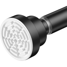 AIZESI Shower Rail, Curtain Rail, No Drilling, 100-195 cm, Telescopic Rod, Clamping Rod, Shower Curtain Rail, Suitable for Bathroom, Window, Wardrobe, 1 Piece, Black (Diameter 22 mm) Shower Rod