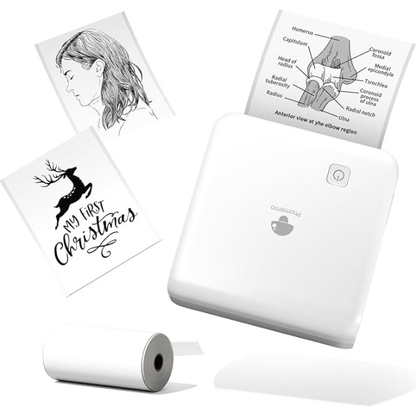 Phomemo M02 Pro 300 DPI Mini Printer, Mini Printer for Smartphone, Bluetooth Photo Printer, Thermal Printer, Study, Notes, Pictures, Photos, White