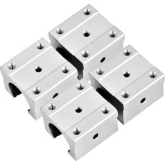 Linear Motion Ball Bearing Slide Block, Akozon 4 Pieces Linear Ball Bearing Slide Block SBR16UU 16 mm Aluminium Open Linear Motion Bearing Block Slide for CNC