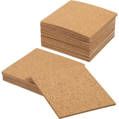 QUARKZMAN Pack of 24 Self-Adhesive Cork Panels, 4 x 4 x 2 Inch Square Cork Mats Back Panels Self-Adhesive Cork Boards Adhesive Cork Mat for Coasters and DIY Craft Supplies