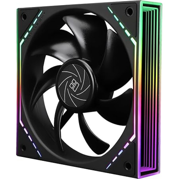 Thermalright TL-M12 120 mm ARGB CPU Fan, with 1500RPM Speed, Black Computer Case Fan, Quiet 4-Pin PWM PC Fan, for S-FDB Bearing CPU Cooler Fan, with Side Mirror ARGB Light Effect