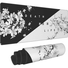 Black and White Cherry Blossom Extended Gaming Mouse Pad Large Desk Mat with Non-Slip Rubber Base Keyboard Mouse Mat Desk Pad for Work, Game, Office, Home 31.5 x 11.8 Inches