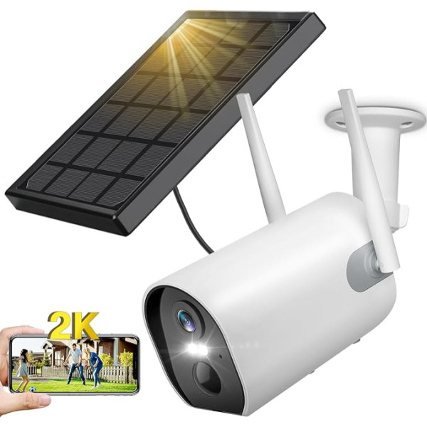 2K Solar Wireless Outdoor Security Camera, CCTV Camera for Home Security, Solar Battery, PIR Detection, Colour Night Vision, Siren, Two-Way Talk
