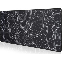 Topographic Map Waterproof Mouse Pad - Extended Contour Mouse Mat for Home and Office, Large Gaming Mousepad Laptop Keyboard Mat with Non-Slip Rubber Base, Stitched Edges (31.50 x 11.81 x 0.12 inches)