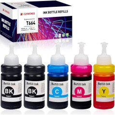 664 Ink Compatible with Epson 664 T664 Multipack for Ecotank ET-2500 ET-2550 ET-2600 ET-2650 ET-3600 ET-4500 ET-4550 ET-14000 ET-16500 L355 L355 L55555, 5Pack (2 Black, Cyan, Magenta, Yellow)