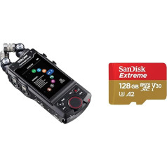 Tascam Portacapture X8 - Portable 6+2-Track High-Resolution 32-bit/192-kHz Recorder, Black & SanDisk Extreme microSDXC UHS-I Memory Card 128 GB + Adapter (A2, C10, V30, U3, 190 MB/s Transfer)