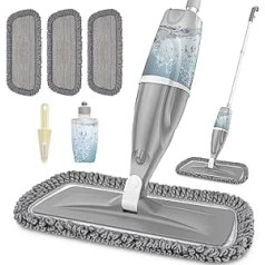 Mop with Spray Function - EXEGO Floor Mop with Spray Mop Floor Mop with 3 x Mop Pads Dust Mop Wet Mop for Quick Cleaning Hardwood, Marble, Wood, Laminate, Tiles