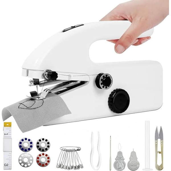 Mini Electric Hand Sewing Machine, Portable Mini Sewing Machine, Wireless Portable Electric Hand Sewing Machine with Sewing Accessories for Beginners, Quick to Sew, Suitable for Clothes, Fabrics