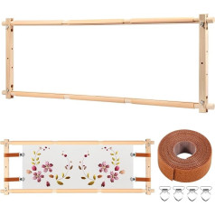 Littleduckling Wooden Embroidery Hoop, Cross Stitch Frame, Rotating Needlepoint Embroidery Hoop, Tapestry Rolling Frame, Adjustable Needlepoint Tension Frame, Square Punch Needle Frame for Embroidery