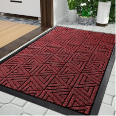 Yimobra Doormat Outdoor Heavy Duty Durable Entrance Mat Outdoor Easy Clean Water Resistant 90x60cm Mix Red