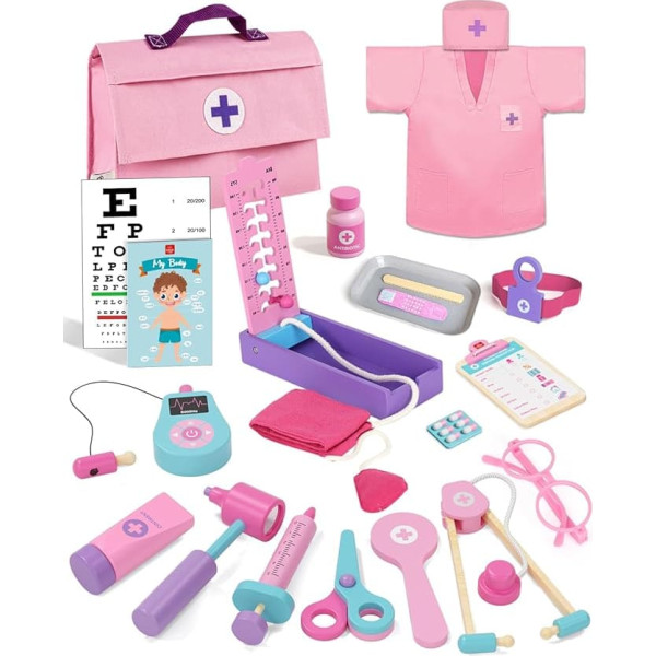 Lehoo Castle Children's Doctor's Case, Gift Girls 3 Years, Doctor's Case Children from 3 Years, Doctor's Case with Doctor's Coat, Doctor's Case Children, Children's Doctor's Case, Toy Girls from 3 4 5