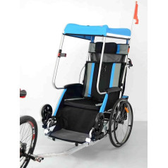 CAULO Bicycle Trailer Adult Wheelchair Bicycle Aluminum Alloy Rear Trailer Shock Absorption Comfortable Tractor Multifunctional Cart (Blue)