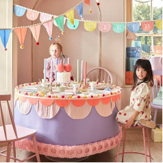 Meri Meri Happy Birthday Fabric Garland (1 Piece), Garland Length is 7.5 inches, Measures 11 inches including excess cord.