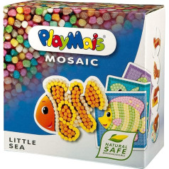 PlayMais Mosaic Little Creative Craft Set for Children from 3 Years | Over 2,300 6 Mosaic Adhesive Pictures with Zoo Animals | Promotes Creativity & Fine Motor Skills | Natural Toy, Little Sea