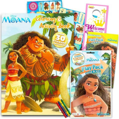 Disney MOANA Coloring Book Set for Kids, Girls Age 4-8 - Bundle of Moana Coloring Pages, Activities, Games Plus Stickers, More Activity Book Set for Boys