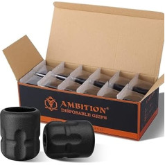 Ambition Soldier P2 Disposable Tattoo Grips - Pack of 12 42mm Rubber Tattoo Grips with Click Adjustment System for Soldier, Zetton, 32mm Torped and Shura Tattoo Machines