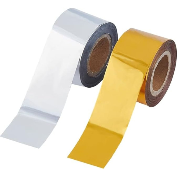 SUPERFINDINGS 2 Rolls 2 Colors Total 120M PET Hot Foil Transfer Roll Hot Foil Stamping Paper 3cm Width Hot Foil Paper for Scrapbooking Card Making