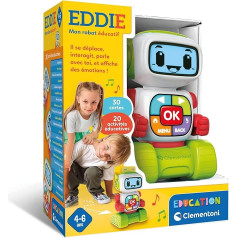 Clementoni - Eddie My Learning Robot from 4 Years - Interactive Talking and Luminous Game with Learning Functions - Early Learning of Shapes, Colours and Words
