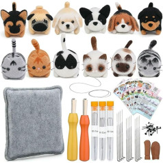 Nadelfilz-Set aus Hundewolle, unfertige Katze, handgefertigtes Wollfilz-Materialpaket, Puppenspielzeug, DIY-Geschenk, Nadelfilz-Werkzeugset