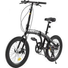 LSLIFE 20 Inch Folding Bicycle for Adults 7-Speed Shimano Drive Folding Bicycle Lightweight Aluminium Frame Disc Brake Folding Bicycles for Women Men