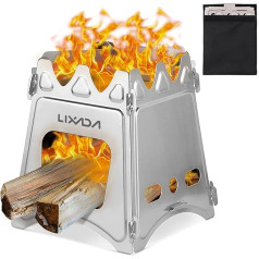 Lixada Camping Stove, Wood Stove, Mini Wood Carburettor, Foldable Portable Compact Hobo Stove for Picnic, BBQ, Camping, Hiking, Travel