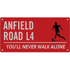 Football Club Sign for Liverpool, Football Metal Sign, Liverpool Gifts for Men Boys Tin Sign, Metal Poster Wall Decor Sign, Liverpool Football Club Chant - Anfield Road L4
