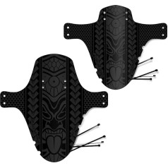 Riesel Design - 1 coloss longer than mud: PE - 4 cable ties + 2 sticker bicycle mudguard for front splash guard one size fits all mountain bike mud guard MTB 26-29 inches.