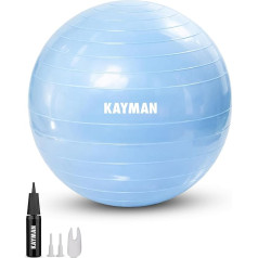 KAYMAN Gymnastikball – Anti-Burst-System, rutschfeste Ringe, langlebiges Material, leicht aufzublasen, perfekt für Yoga, Pilates, Fitness, Balance-Training, Fitnessstudio und Heimtraining (Ocean Haze